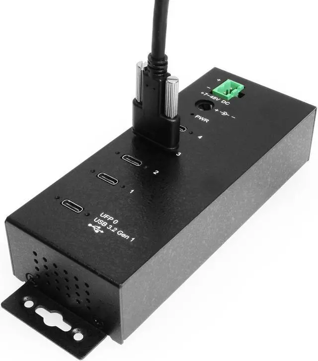 Alt view image 6 of 7 - Coolgear 4-port USB-C 3.2 Hub w/ 15KV ESD Surge Protection DIN RAIL Mount