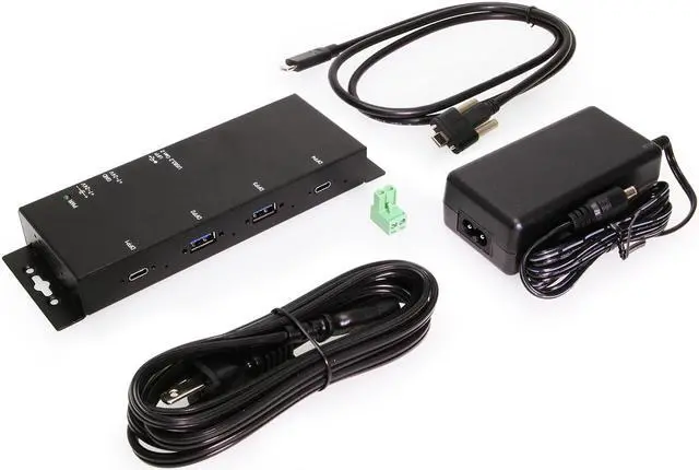 Alt view image 6 of 6 - Coolgear 4 Port USB 3.2 Gen 2 Type-C Hub w/ ESD Surge Protection, 10Gbps Speed, LED Indicators, Wide Range Power Input, Screw Lock Compatible for Secure Connections