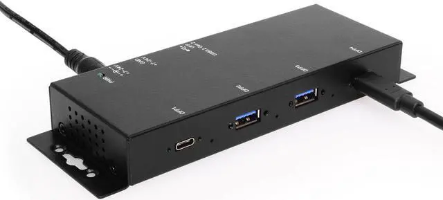 Alt view image 5 of 6 - Coolgear 4 Port USB 3.2 Gen 2 Type-C Hub w/ ESD Surge Protection, 10Gbps Speed, LED Indicators, Wide Range Power Input, Screw Lock Compatible for Secure Connections