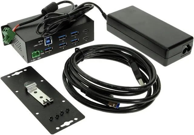 Alt view image 2 of 5 - Coolgear USB-C 7 Port Hub 2X Type-C 5X Type-A - DIN Rail - Power Adapter