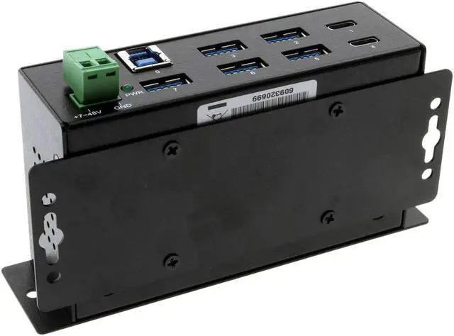 Alt view image 4 of 5 - Coolgear USB-C 7 Port Hub 2X Type-C 5X Type-A - DIN Rail - Power Adapter