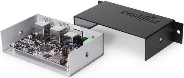 Alt view image 6 of 7 - Coolgear 4 Port USB 3.2 Gen 1 Powered Hub w/ ESD Surge Protection, DIN Rail Clip, Metal Enclosure