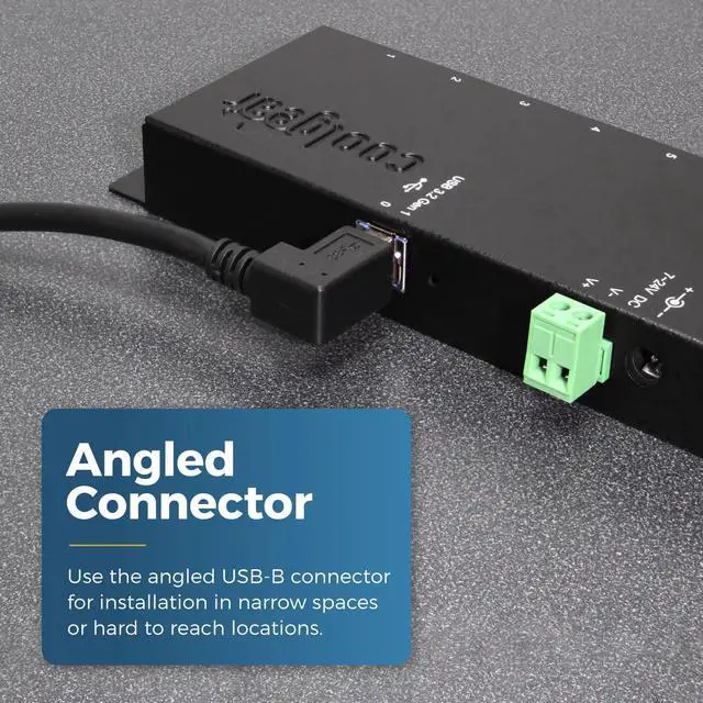 Alt view image 3 of 3 - Coolgear 72 Inch (1.83m) USB 3.0 A to Left Angle B Male Cable, Black, 28/24AWG