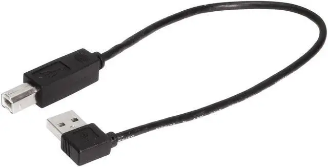 Alt view image 3 of 3 - USBGear 1ft. Black Right to Straight A to B 28/28AWG Cable USB 2.0 RoHS