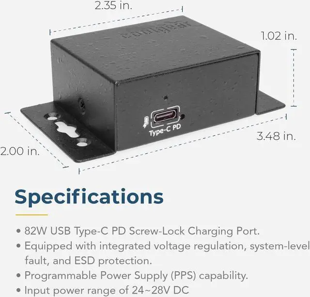 Alt view image 7 of 7 - Coolgear ChargeIT Mini 82W USB-C PD Charger, 24-48V Wide Input Range, High-Speed Power Delivery with Advanced Safety Features