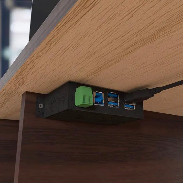 Alt view image 7 of 7 - Coolgear 4 Port USB 3.2 Gen 1 Powered Hub w/ ESD Surge Protection, DIN Rail Clip, Metal Enclosure