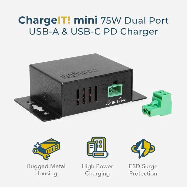 Alt view image 2 of 7 - Coolgear Chargeit! Mini 75W Dual Port USB-A & USB-C PD Charger w/ PPS & QC4.0 Support