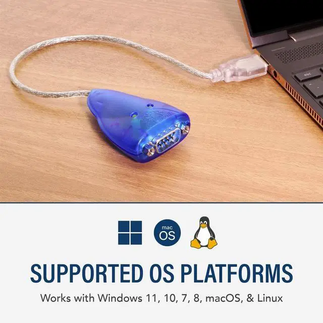 Alt view image 3 of 5 - USBGear 12 inch USB to Serial RS-232 DB-9 Pin Adapter with FTDI Chipset for Windows 11, 10, 8, 7 and Mac Systems - Use for Laptop Serial Port, PDA, GPS, Modems, Routers and More