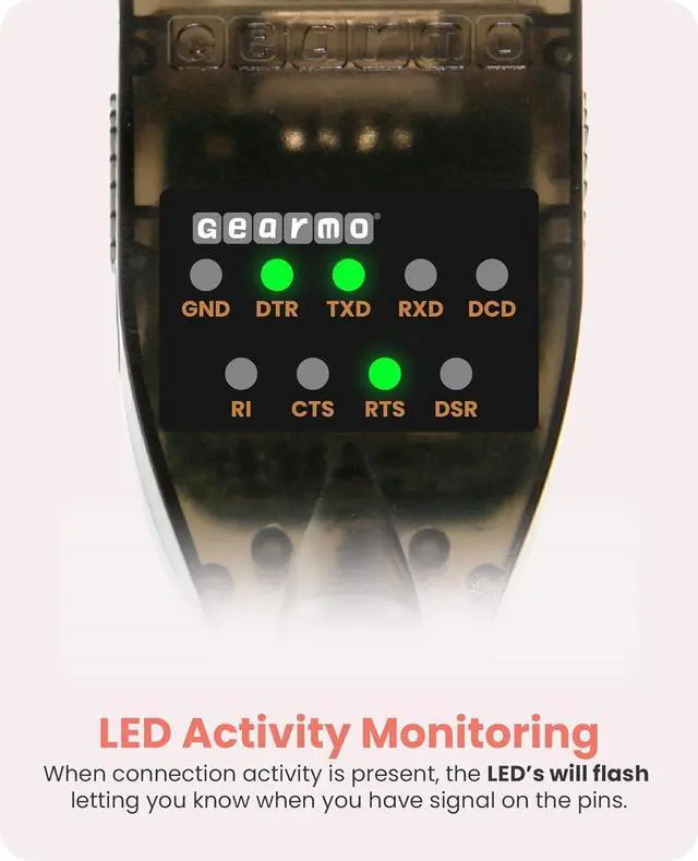 Alt view image 4 of 8 - Gearmo USB to RS-232 Serial Adapter w/ LED Indicators & Windows 11 Support