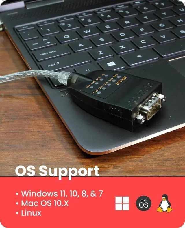 Alt view image 3 of 8 - Gearmo USB to RS-232 Serial Adapter w/ LED Indicators & Windows 11 Support