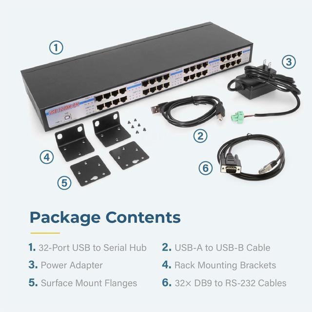 Alt view image 6 of 6 - Coolgear USB to 32 COM RS-232 Serial Adapter Metal Rack Mountable Case, FTDI Chipset