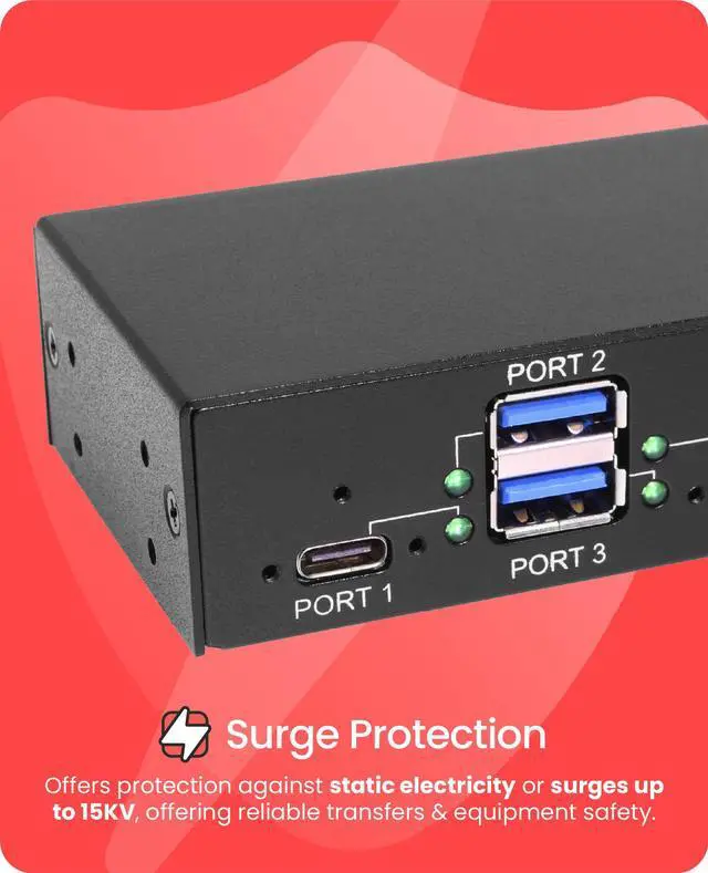 Alt view image 2 of 7 - Gearmo Industrial 4-Port USB 3.2 Gen 2 Type-C Hub w/ 15kV ESD Protection