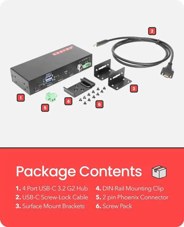 Alt view image 6 of 7 - Gearmo Industrial 4-Port USB 3.2 Gen 2 Type-C Hub w/ 15kV ESD Protection