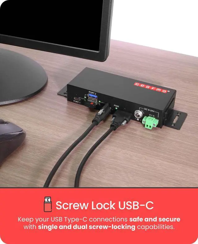 Alt view image 4 of 7 - Gearmo Industrial 4-Port USB 3.2 Gen 2 Type-C Hub w/ 15kV ESD Protection