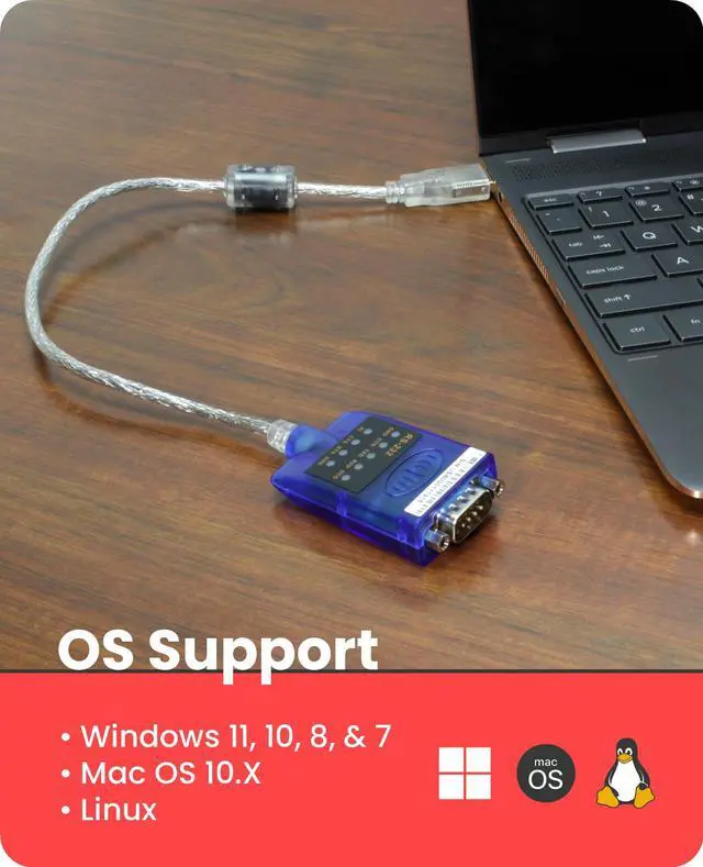 Alt view image 4 of 7 - Gearmo 16in. USB 2.0 to RS-232 Serial Converter w/ LED Indicators & FTDI