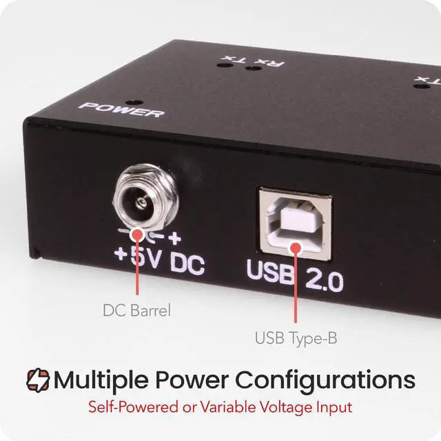 Alt view image 2 of 7 - Gearmo USB Industrial 2-Port Serial RS-232 w/FTDI Chipset, RX/TX LED Indicators, DIN Rail Mount Bracket, & Surface Mounting Brackets
