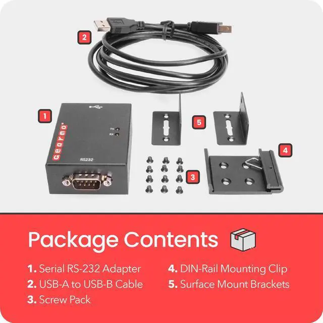 Alt view image 4 of 7 - Gearmo 1 Port USB to Serial RS-232 Hub w/ FTDI Chipset & LED Indicators - Rugged Metal Housing Ideal for Mounting