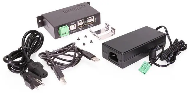 Alt view image 5 of 5 - Coolgear Industrial 4 Port USB 2.0 Powered Hub with Power Adapter for PC-MAC