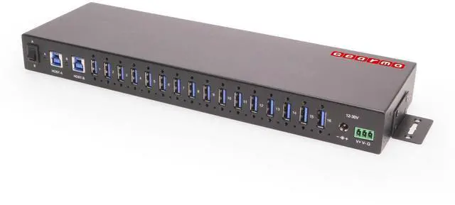 Alt view image 2 of 6 - Gearmo 16-Port USB-A Hub - Dual Upstream Ports, 5Gbps Speed, Surge Protection, Industrial Grade