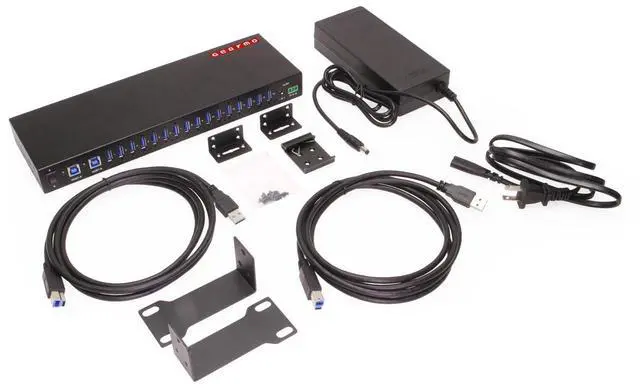 Alt view image 6 of 6 - Gearmo 16-Port USB-A Hub - Dual Upstream Ports, 5Gbps Speed, Surge Protection, Industrial Grade