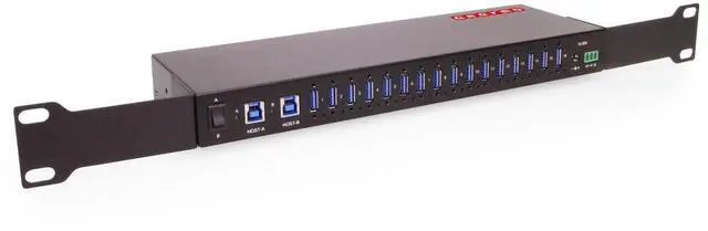 Alt view image 3 of 6 - Gearmo 16-Port USB-A Hub - Dual Upstream Ports, 5Gbps Speed, Surge Protection, Industrial Grade