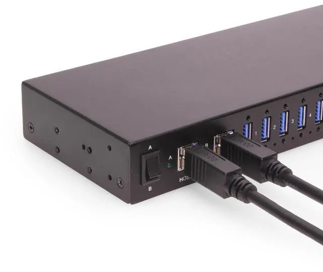 Alt view image 4 of 6 - Gearmo 16-Port USB-A Hub - Dual Upstream Ports, 5Gbps Speed, Surge Protection, Industrial Grade