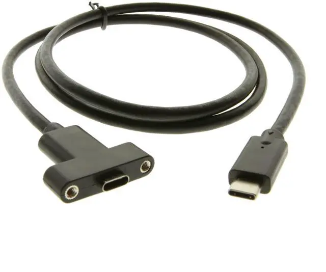 Alt view image 2 of 3 - Coolgear USB 3.2 Gen 2 Type-C Male to Female Panel Mount Extension Cable - 54 inch - 10Gbps - 3A Charging - Shielded