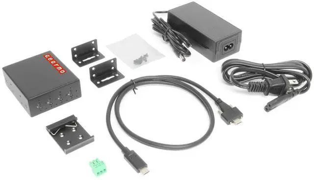 Alt view image 5 of 5 - Gearmo 4-Port Slim USB Hub - 10Gbps Speed, Type-C Ports, Surge Protection, Flexible Mounting Options and Sleek Low Profile Design for Workstations & More