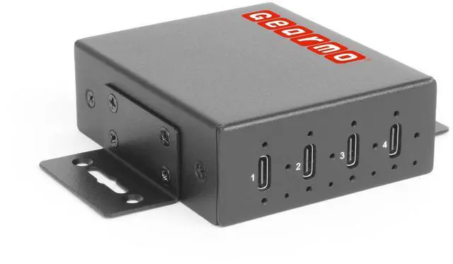 Main image of Gearmo 4-Port Slim USB Hub - 10Gbps Speed, Type-C Ports, Surge Protection, Flexible Mounting Options and Sleek Low Profile Design for Workstations & More