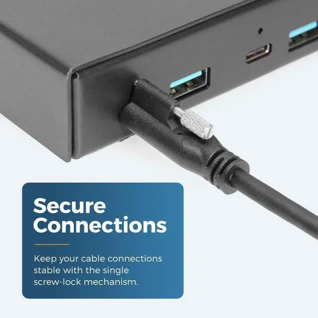 Alt view image 3 of 6 - Coolgear 3ft. USB Single Screw Lock Type-C to C Male Cable 10GB Data 5A Power