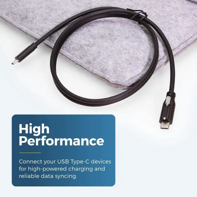 Alt view image 5 of 6 - Coolgear 6ft. USB Single Screw Lock Type-C to C Male Cable 10GB Data 5A Power