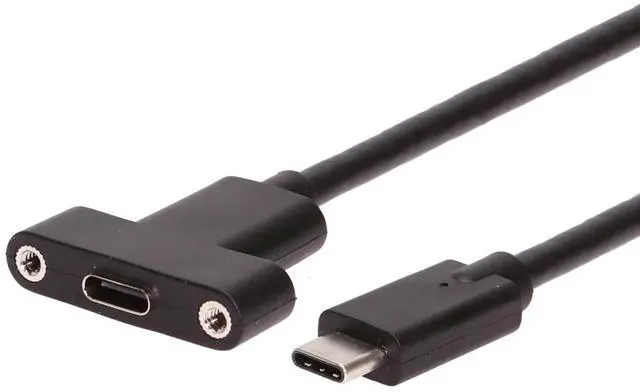 Main image of Coolgear USB 3.2 Gen 2 Type-C Male to Female Panel Mount Extension Cable - 8 inch - 10Gbps - 3A Charging - Shielded