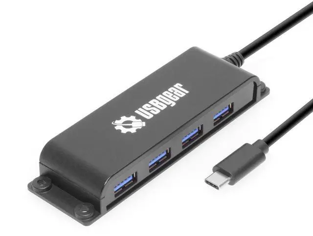 Main image of USBGear 4 Port USB 3.2 Gen 2 10Gbps Hub Type-C Host w/ Screw & Velcro Mount