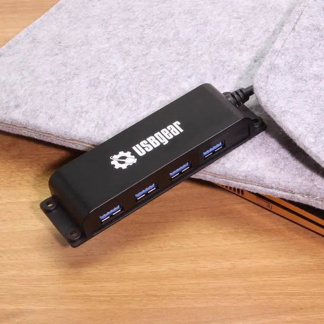 Alt view image 4 of 5 - USBGear 4 Port USB 3.2 Gen 2 10Gbps Hub Type-A Host w/ Screw & Velcro Mount