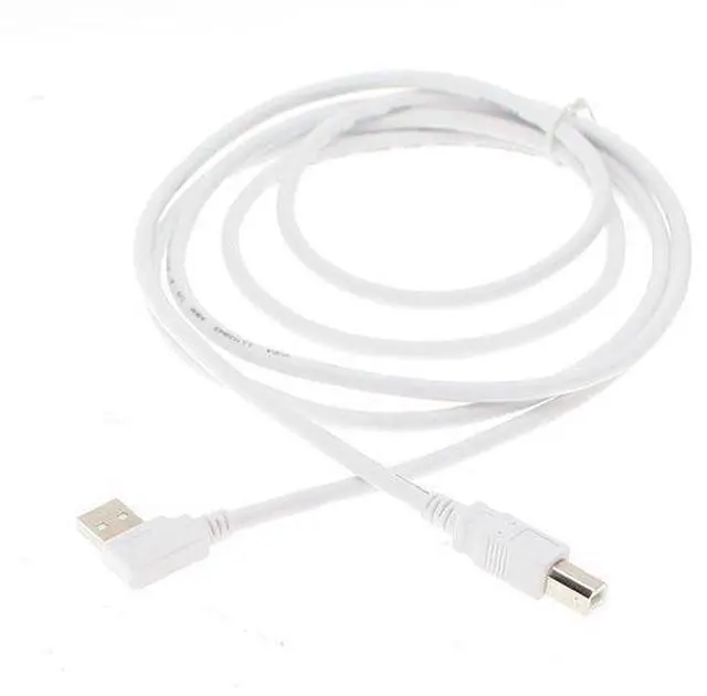 Alt view image 3 of 5 - 6FT Type-A Right Angle to B Straight High-Speed USB 2.0 White Cable