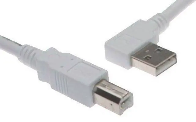 Main image of 6FT Type-A Right Angle to B Straight High-Speed USB 2.0 White Cable