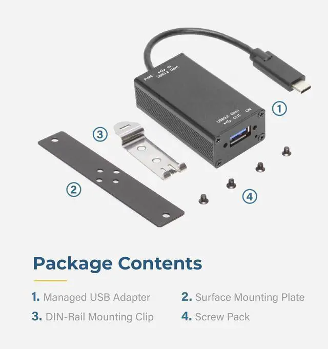 Alt view image 6 of 6 - Coolgear Single Port Managed USB-C Adapter Power Control, 5Gbps Data Transfer, and Surge Protection