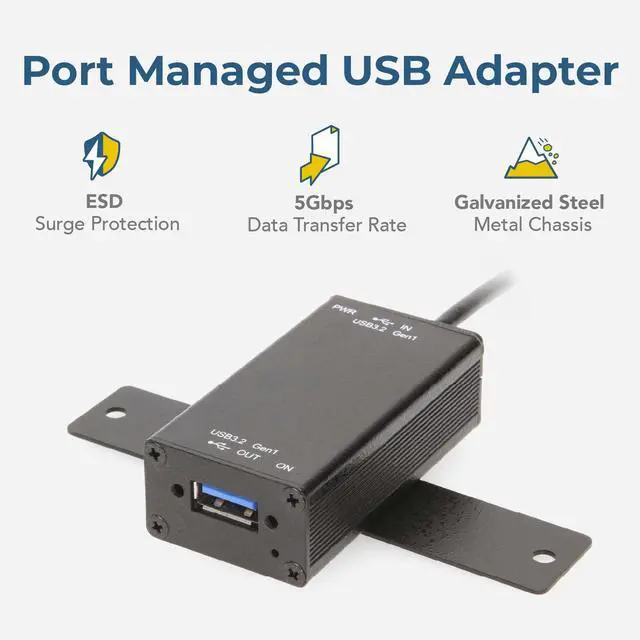 Alt view image 3 of 6 - Coolgear Single Port Managed USB-C Adapter Power Control, 5Gbps Data Transfer, and Surge Protection