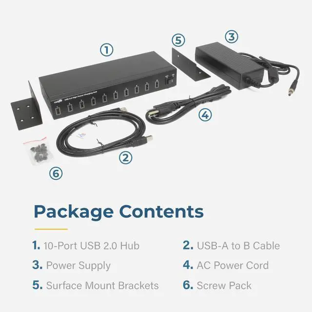 Alt view image 5 of 7 - USBGear USB Charging Hub Hi-Power 10-Port USB Charger Hub 2.4A per port