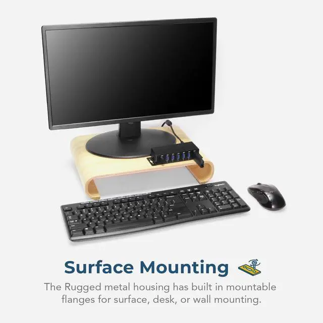 Alt view image 4 of 6 - Coolgear 7 Port USB 3.2 Gen 1 Mini Powered Hub w/ ESD Surge Protection & Power Adapter