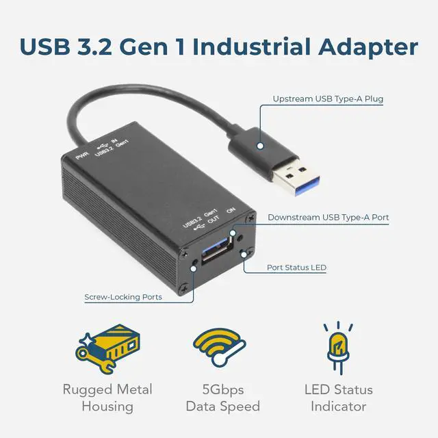 Alt view image 2 of 7 - Coolgear Single Port Managed USB Adapter Power Control, 5Gbps Data Transfer, and Surge Protection