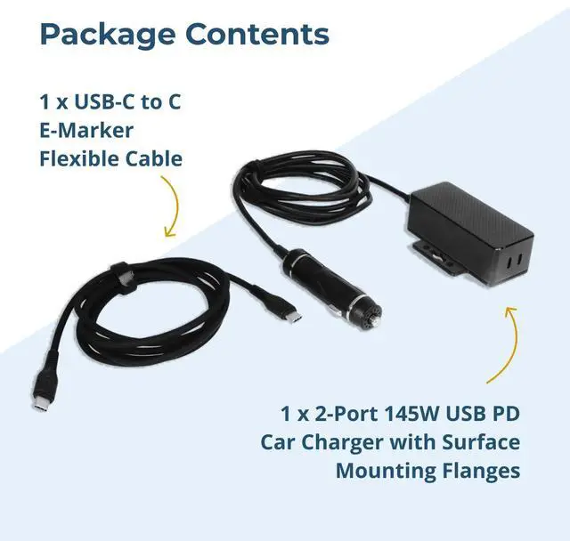 Alt view image 7 of 7 - 145W Dual USB-C PD 3.1 Vehicle Charger with Mountable Flanges