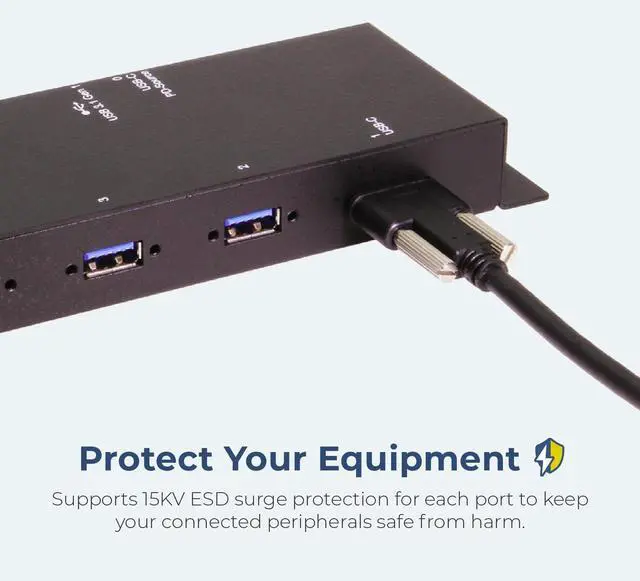 Alt view image 4 of 6 - Coolgear Industrial 4 Port USB 3.2 Gen 1 Type-C Power Delivery Hub w/Surge Protection, Variable Voltage Input & Surface Mountable