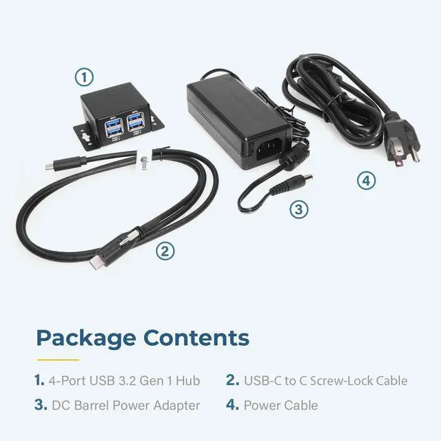 Alt view image 5 of 7 - Coolgear Ultra Compact 4 Port USB 3.2 Gen 1 Hub - 5Gbps Data - Ready for Discreet Installation in Office, Lab, Warehouse, Automation, Industrial Use