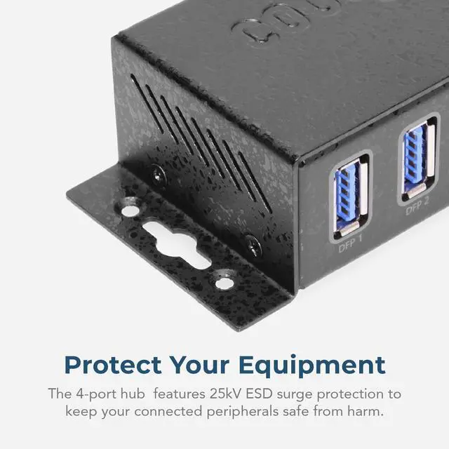 Alt view image 3 of 6 - Coolgear 4 Port USB 3.2 Gen 2 Mini Powered Hub w/ ESD Surge Protection & Power Adapter
