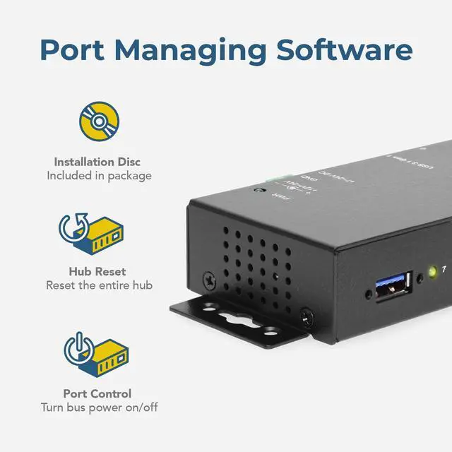Alt view image 4 of 5 - Coolgear 7 Port Managed USB 3.2 Gen 1 Workstation Hub w/ 15KV ESD Surge Protection