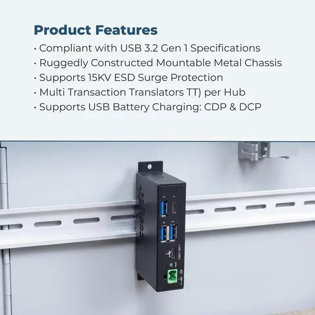 Alt view image 6 of 7 - Coolgear USB C Hub 4 Port USB 3.1 Gen1 SuperSpeed USB C Upstream