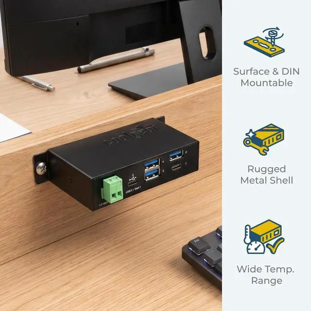 Alt view image 4 of 7 - Coolgear USB C Hub 4 Port USB 3.1 Gen1 SuperSpeed USB C Upstream
