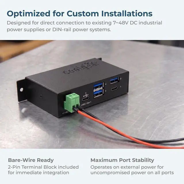 Alt view image 5 of 7 - Coolgear USB C Hub 4 Port USB 3.1 Gen1 SuperSpeed USB C Upstream