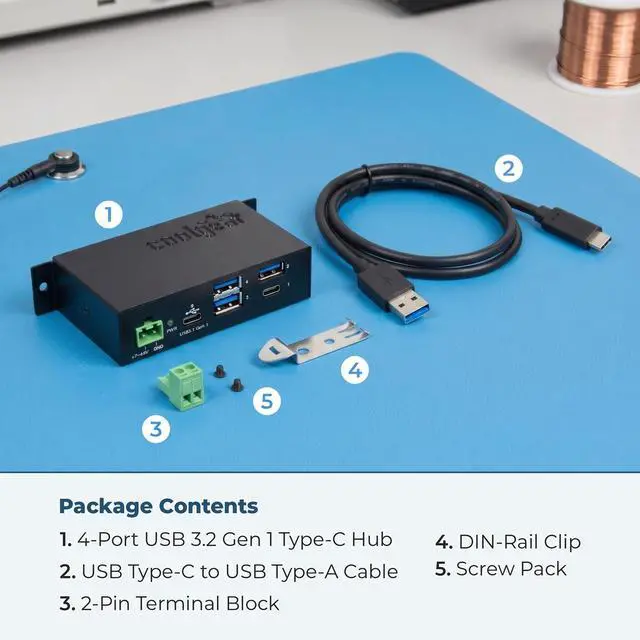 Alt view image 7 of 7 - Coolgear USB C Hub 4 Port USB 3.1 Gen1 SuperSpeed USB C Upstream